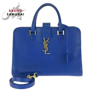 Saint Laurent PARIS Monogram Cabas L bag blue leather Handbag shoulder